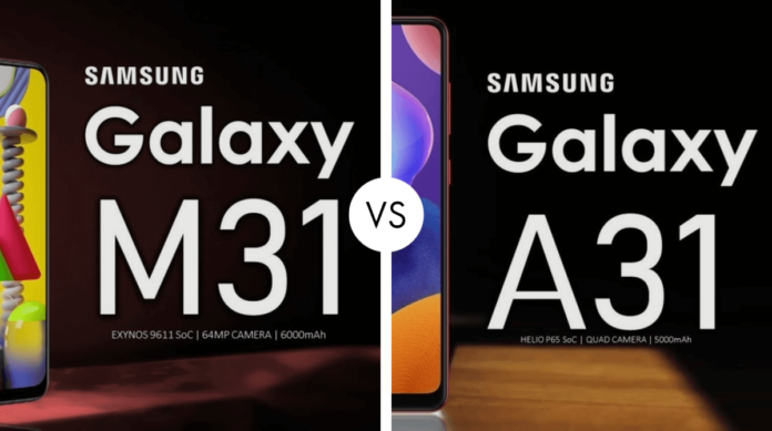 compare samsung m31 and a31