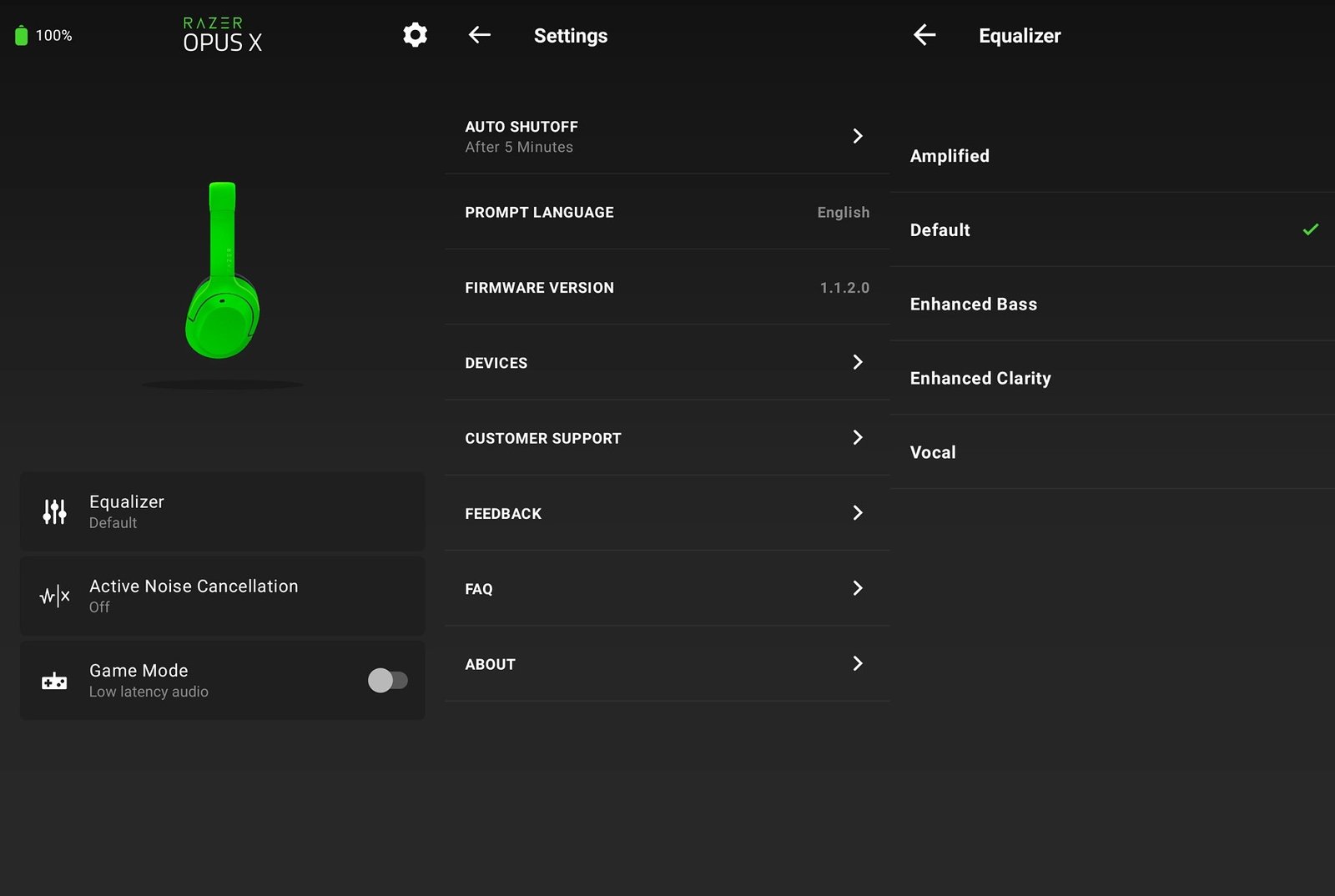 Razer Opus X Wireless Headphones app