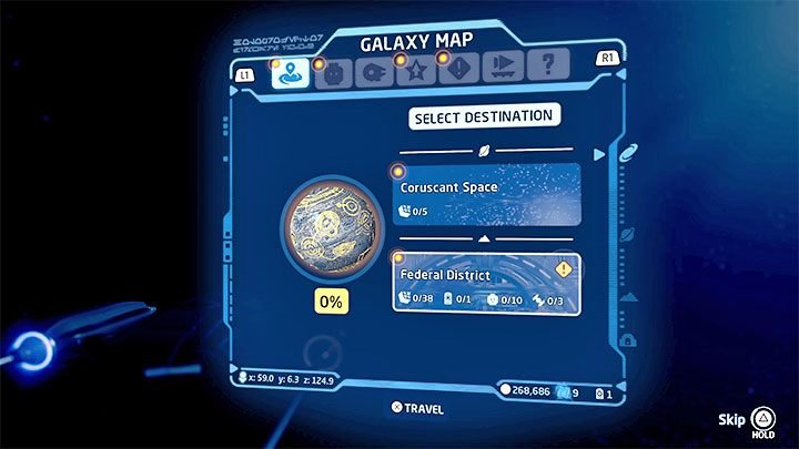 Unlocking and visiting locations on the galaxy map 1