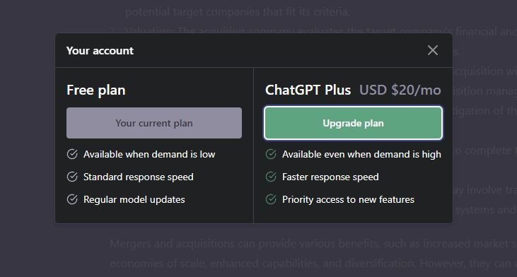 Upgrade to GPT plus