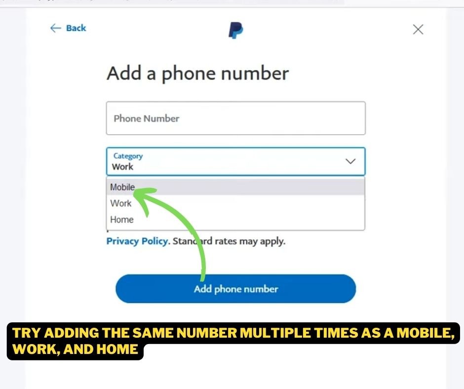 try adding the same number multiple times as a mobile, work, and home