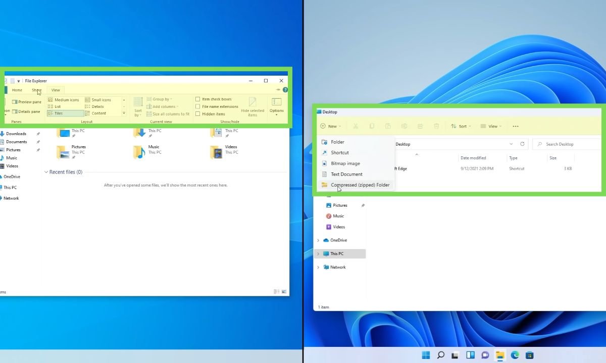 The File Explorer features various UI changes